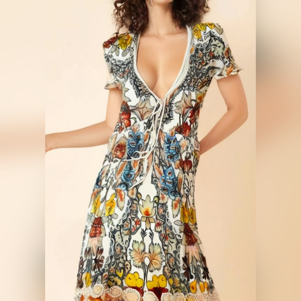 Hale Bob Velvet Floral Burnout Dress Sz L